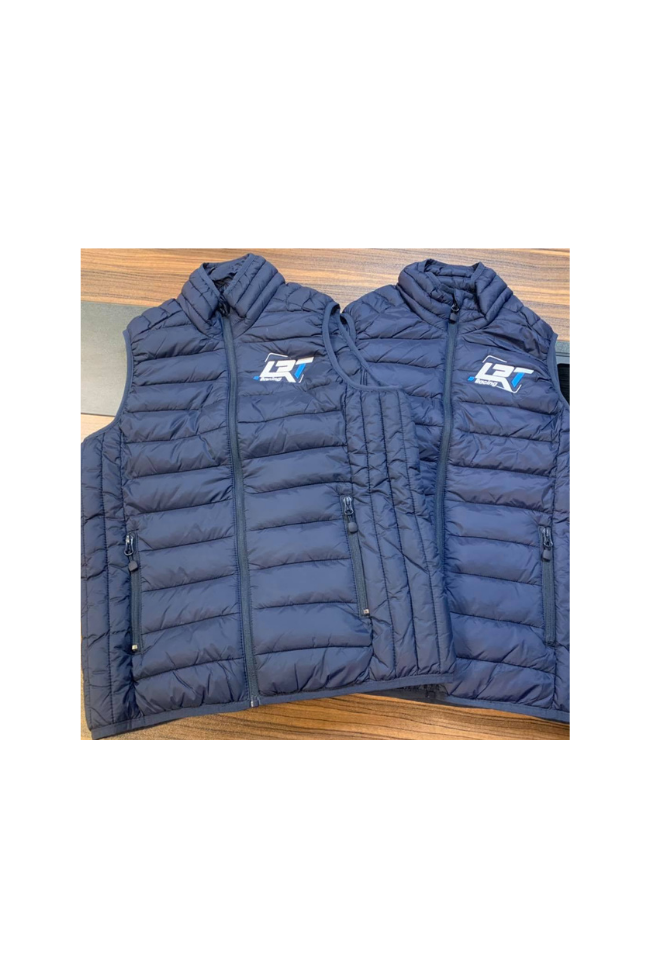 doudoune sans manches avec broderie LRT coté coeur