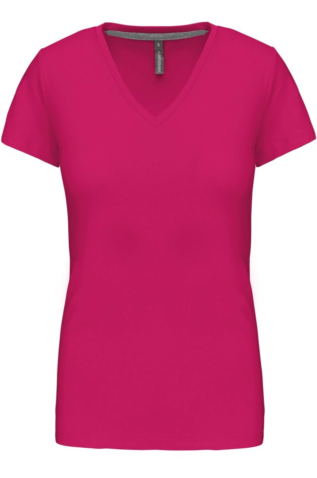 Tee-Shirt Col V Femme rose